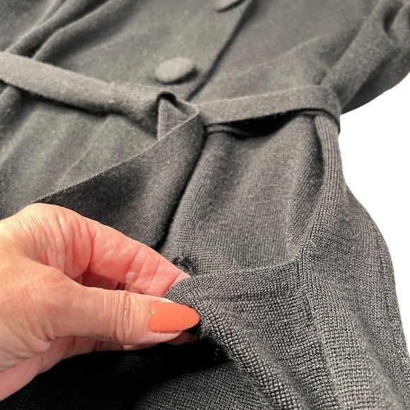 I.N.C. Faux Fur Animal Print Trim Black Button Sweater Coat Women's Size M - Picture 6 of 13